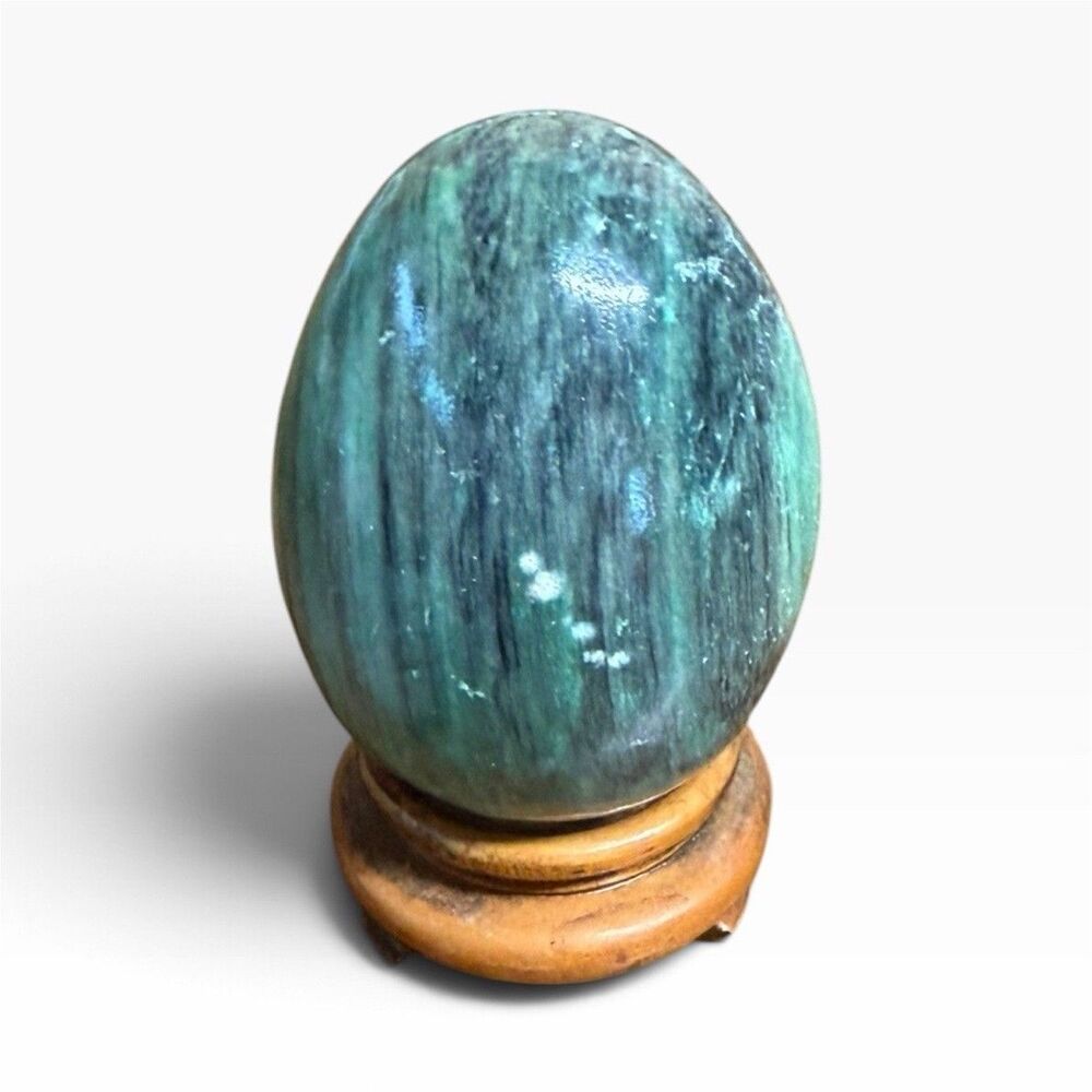 Green Kyanite Crystal Egg Lingam Gemstone Healing Specimen NO STAND